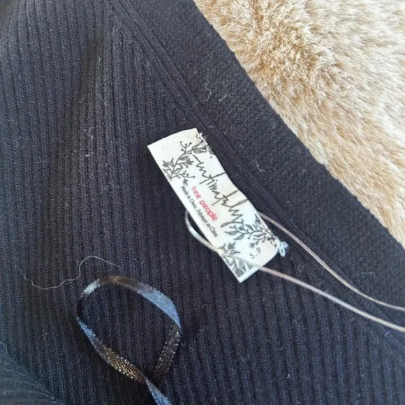 Free People Black Asymmetrical Ribbed Tank Top - Picture 3 of 3